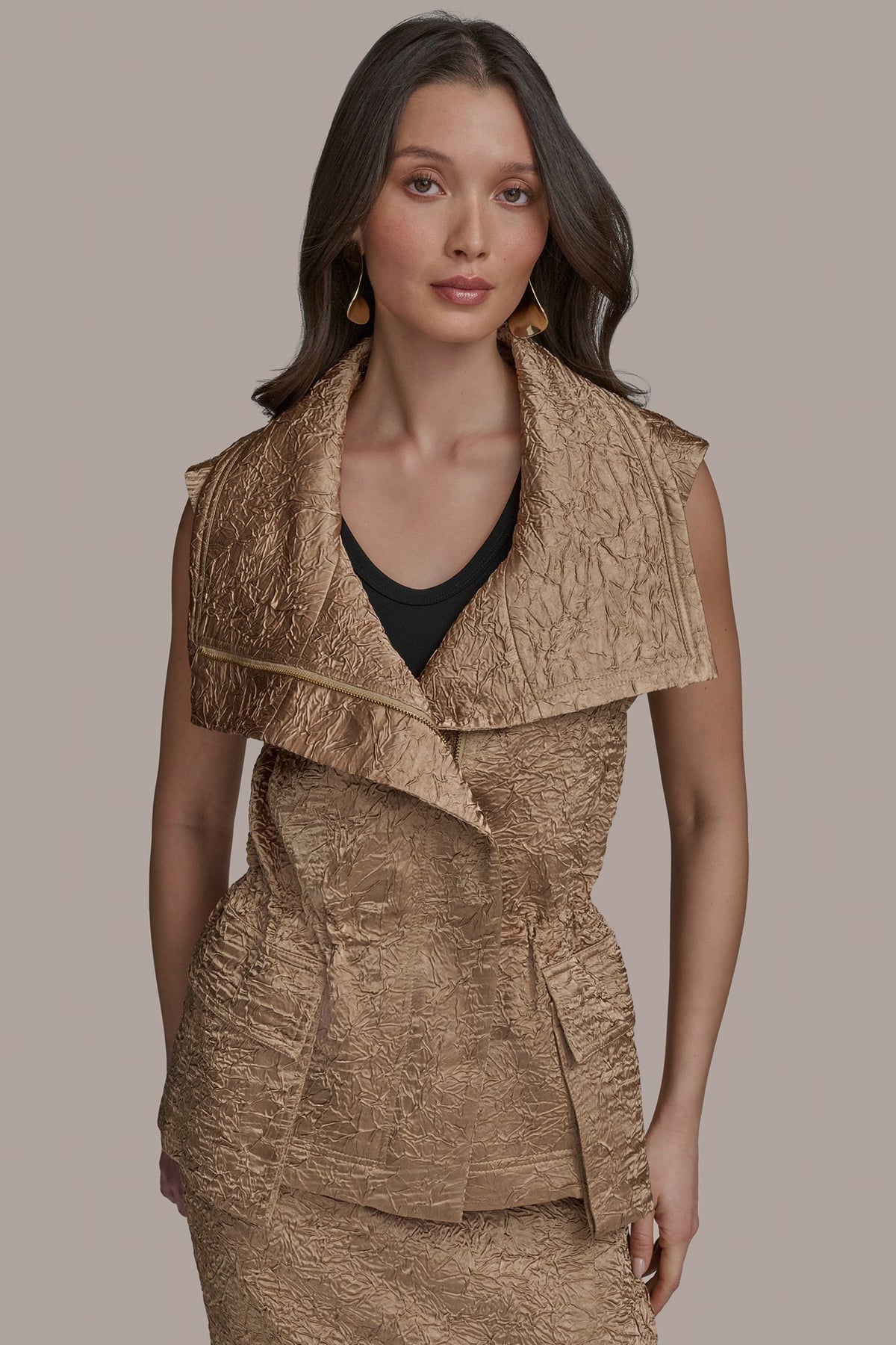 Donna Karan | TEXT ZIP FRONT VEST