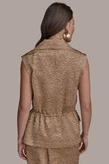 Donna Karan | TEXT ZIP FRONT VEST