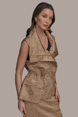Donna Karan | TEXT ZIP FRONT VEST