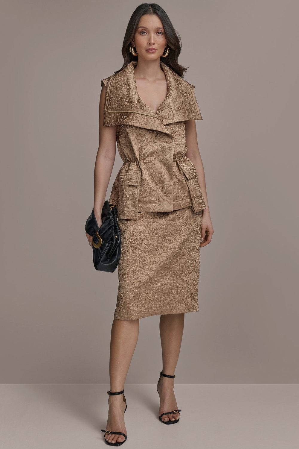 Donna Karan | TEXT ZIP FRONT VEST