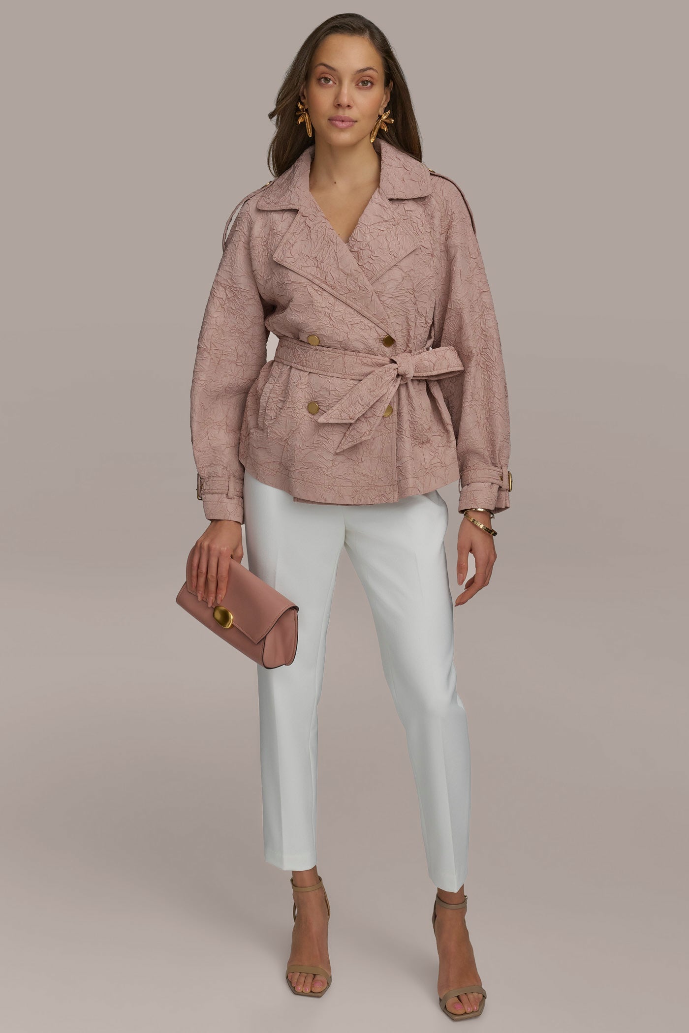 Donna Karan | TEXT BUTTON JACKET WITH TIE