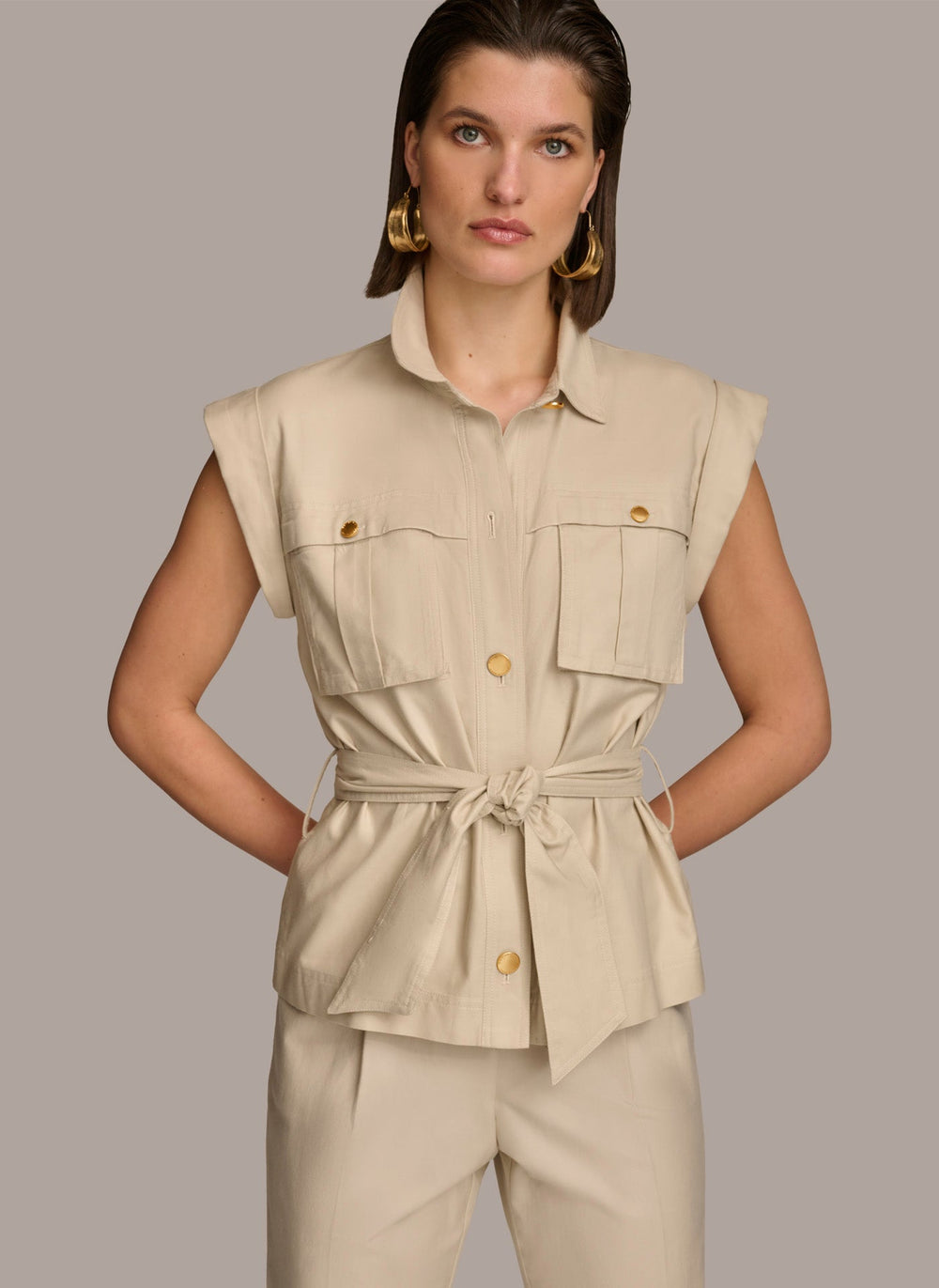 Donna Karan | BELTED JACKET WITH POCKETS