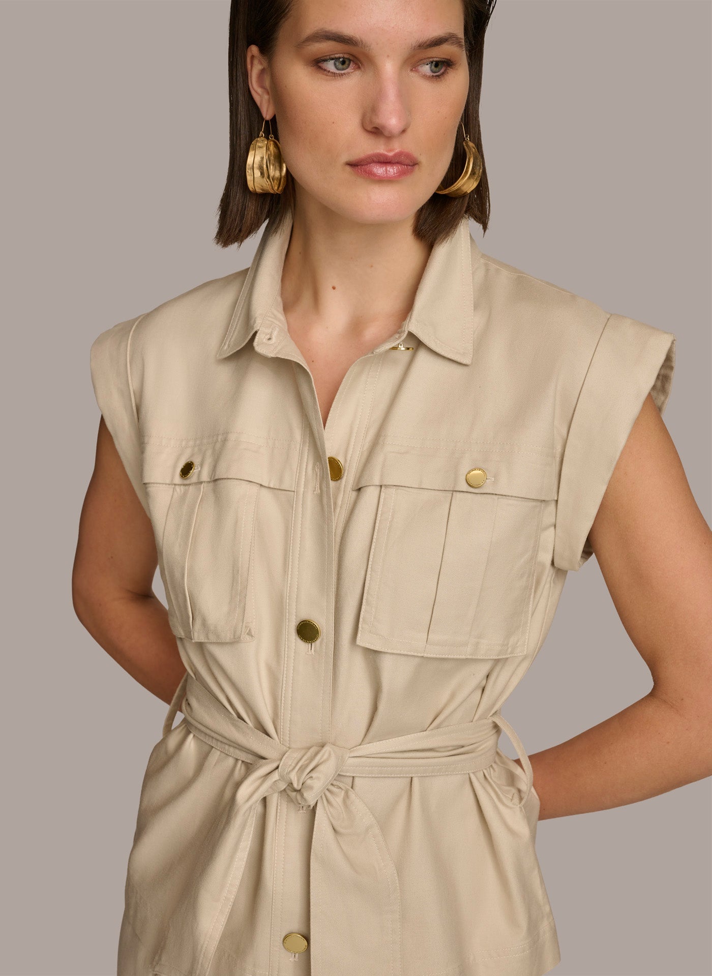 Donna Karan | BELTED JACKET WITH POCKETS