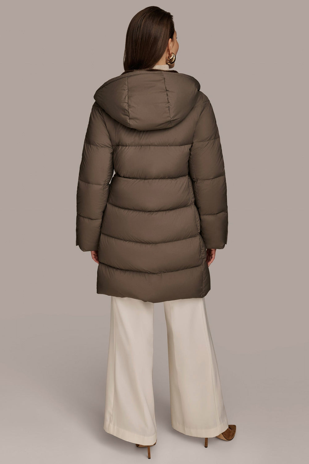 Donna Karan | Long Hooded Down Filled Puffer Coat