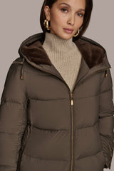 Donna Karan | Long Hooded Down Filled Puffer Coat