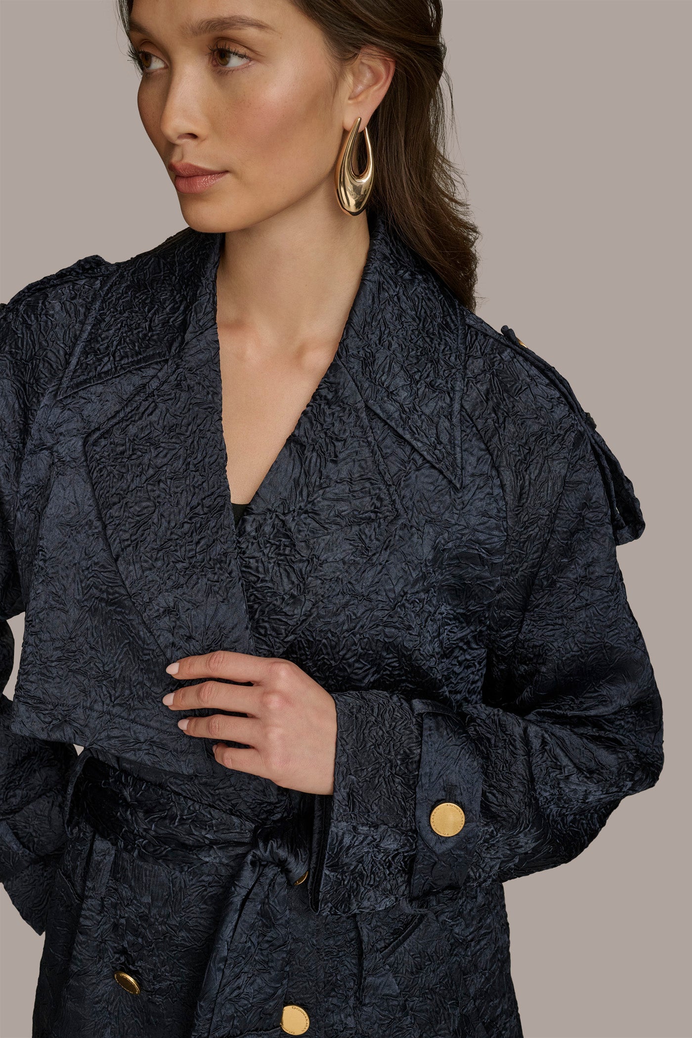 Donna Karan | CRUSHED SATIN TRENCH COAT