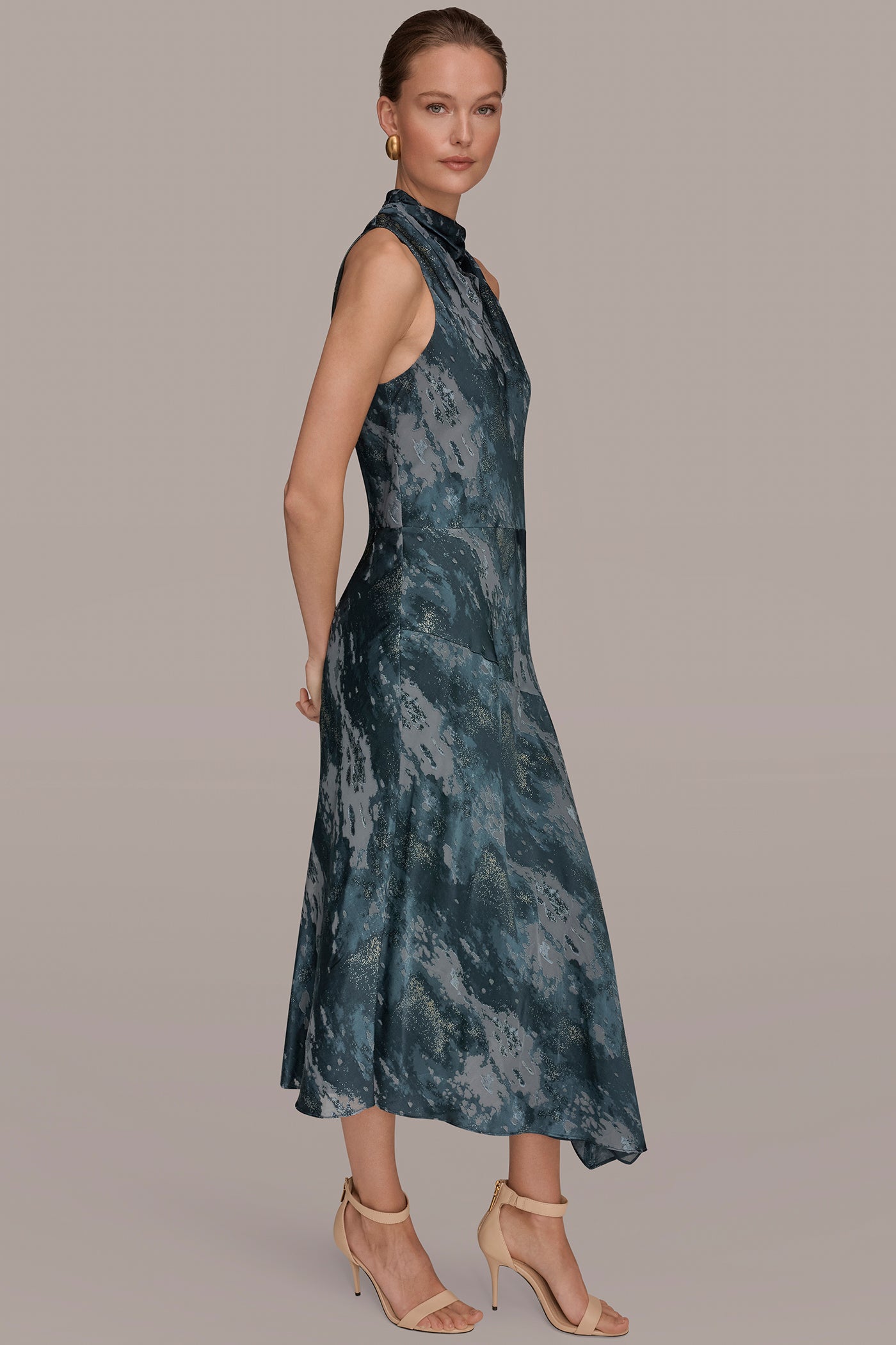 Donna Karan | SLEEVELESS METALLIC BURNOUT DRESS