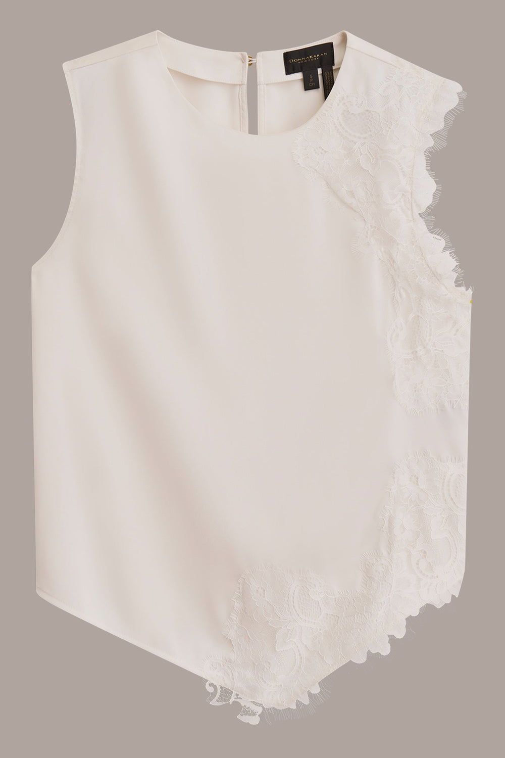 Donna Karan | SLEEVELESS LACE-TRIM CREPE BLOUSE