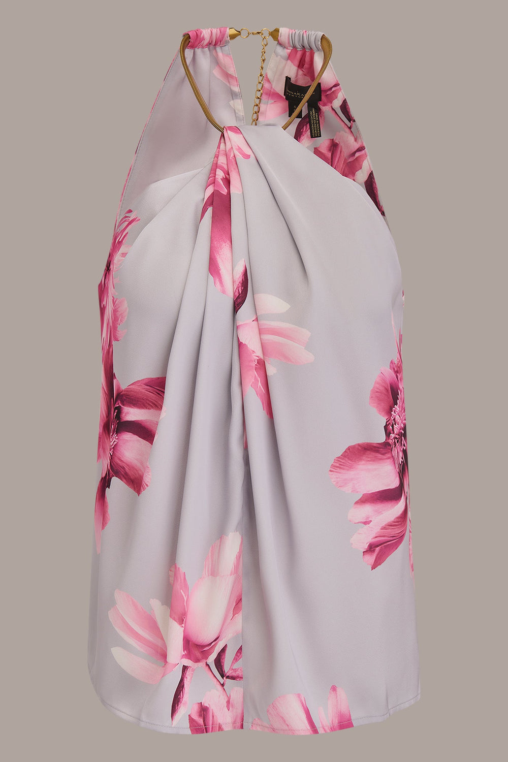 Donna Karan | FLORAL TWIST-NECK HALTER BLOUSE
