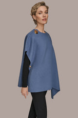 Donna Karan | BUTTON-EMBELLISHED WOOL-BLEND CAPE