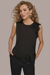 Donna Karan | ASYMMETRIC LACE-TRIMMED BLOUSE