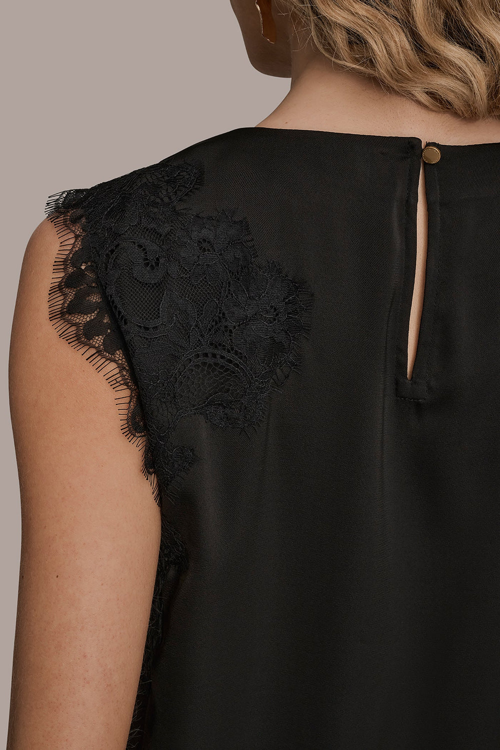 Donna Karan | ASYMMETRIC LACE-TRIMMED BLOUSE
