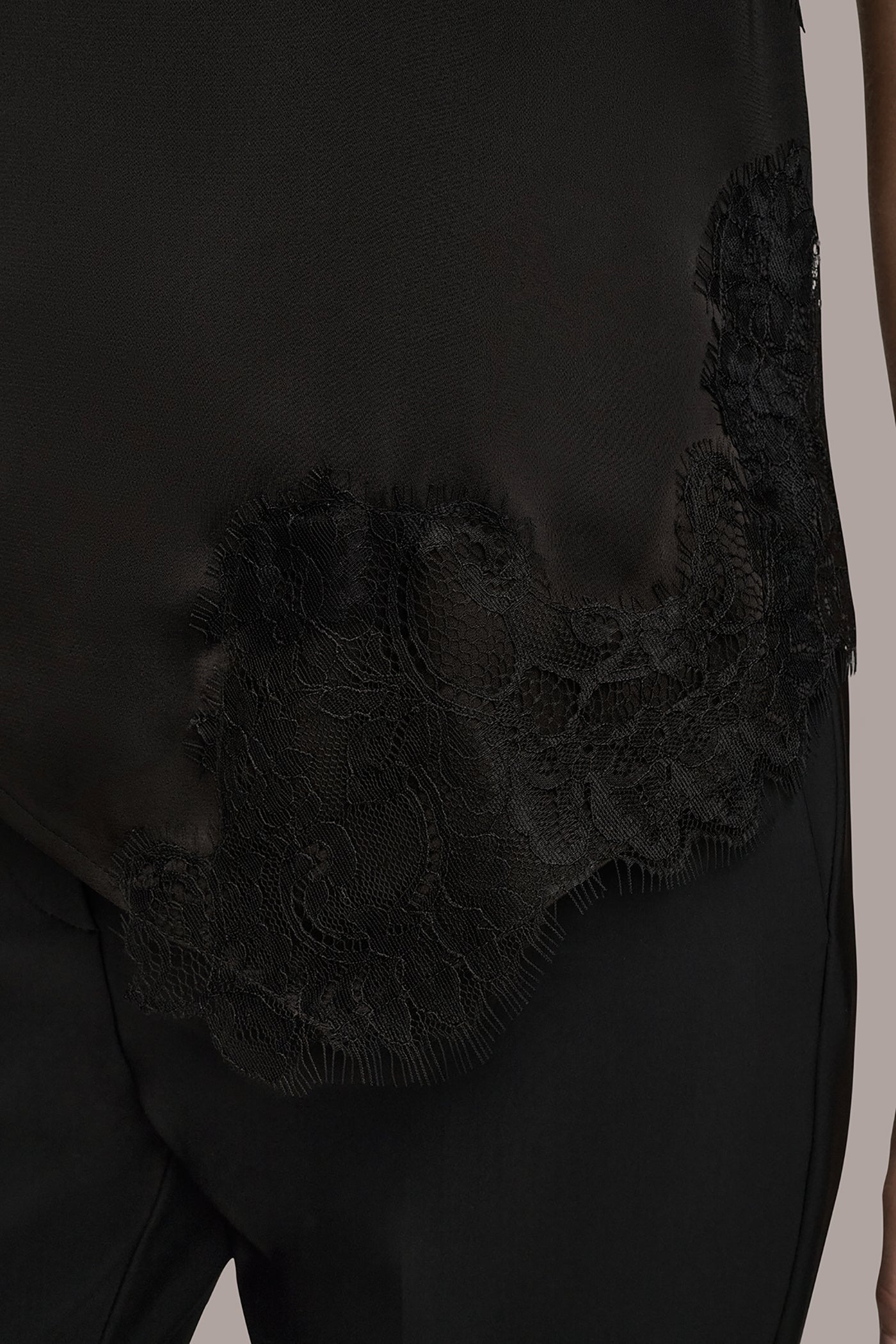 Donna Karan | ASYMMETRIC LACE-TRIMMED BLOUSE