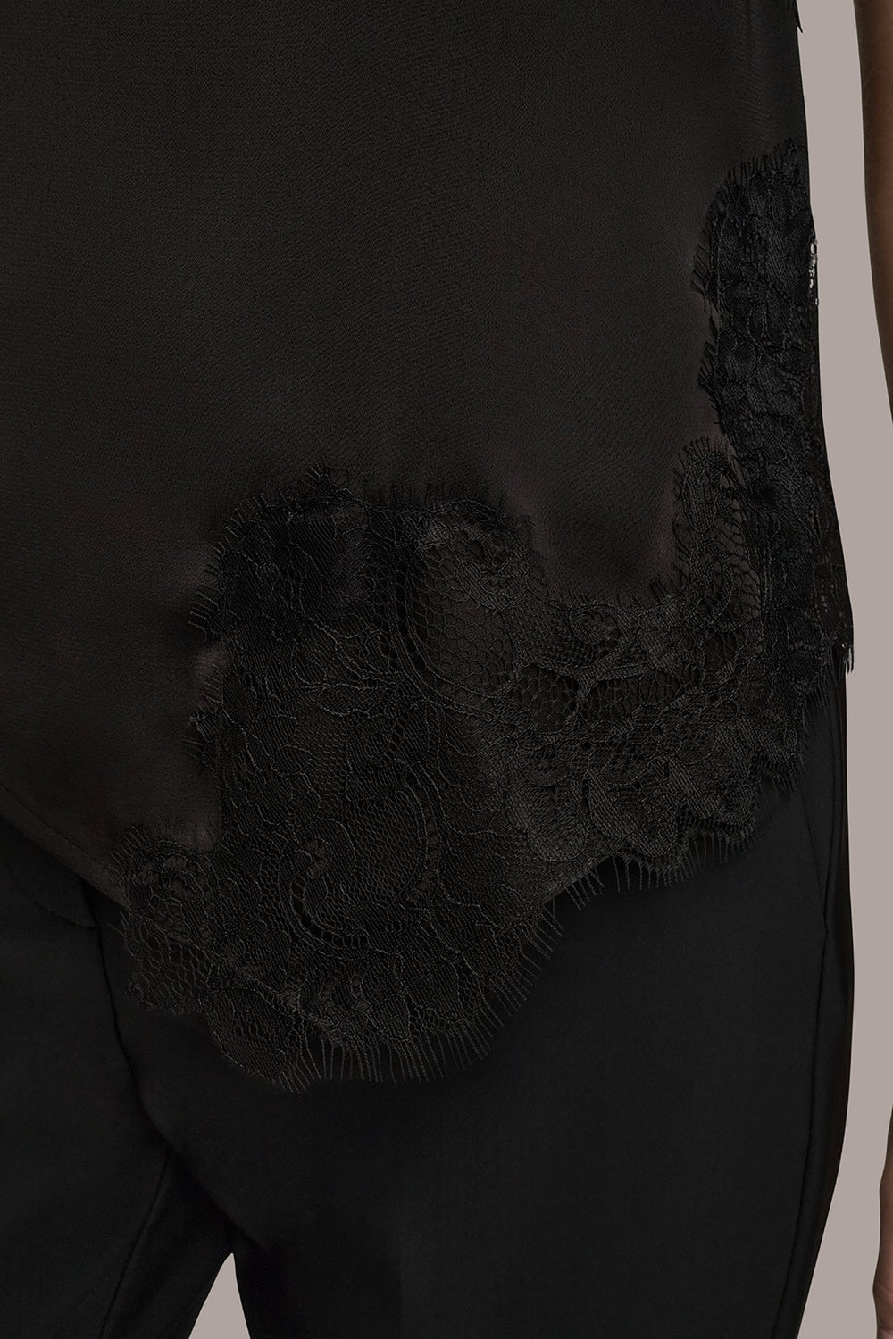 Donna Karan | ASYMMETRIC LACE-TRIMMED BLOUSE