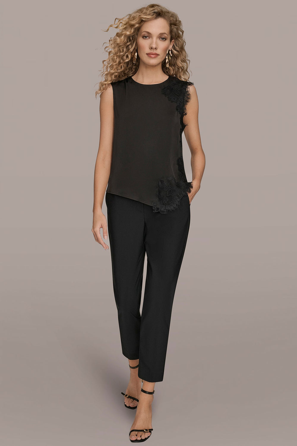 Donna Karan | ASYMMETRIC LACE-TRIMMED BLOUSE