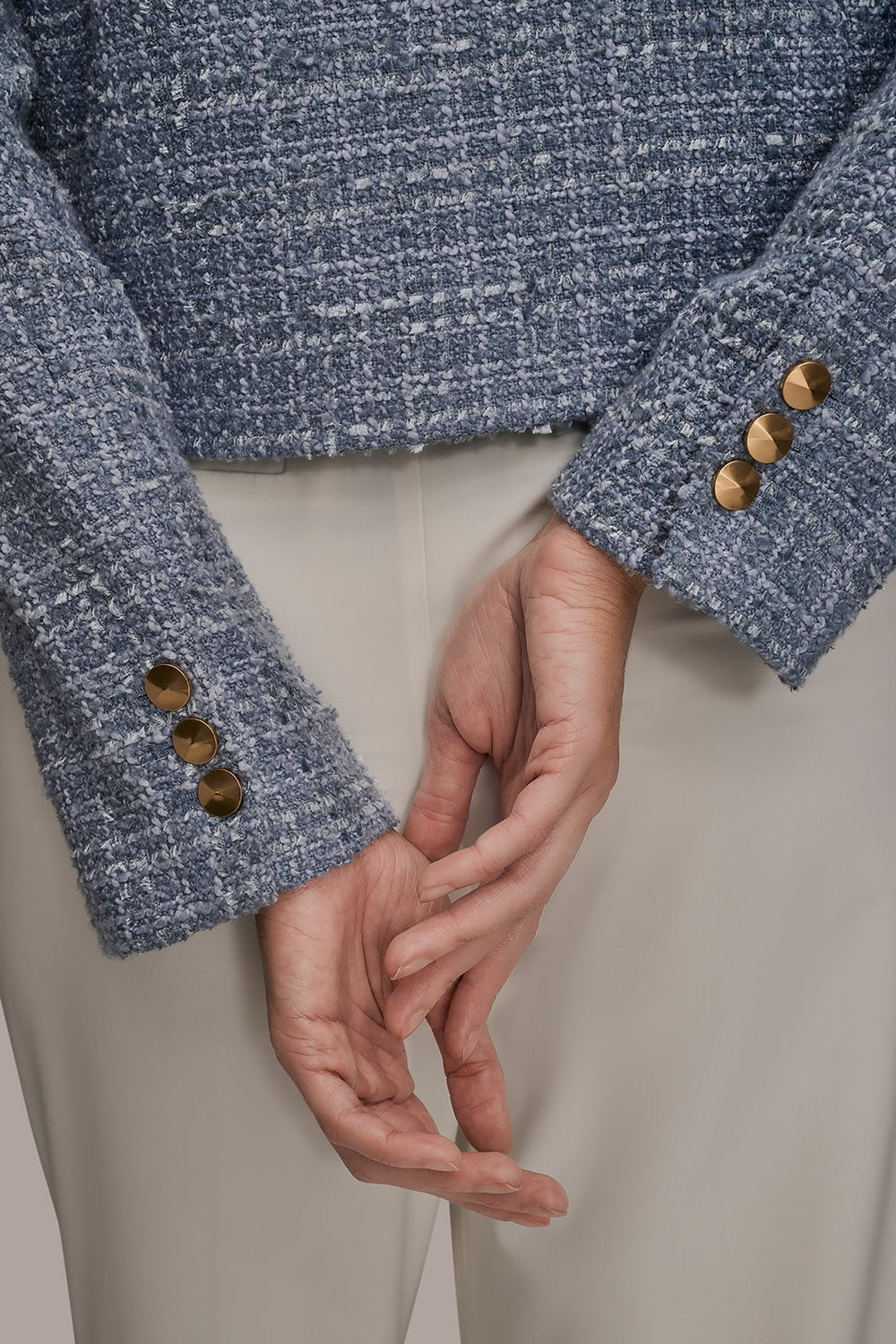 Donna Karan | CROPPED DOUBLE-BREASTED FRINGED TWEED JACKET