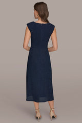 Donna Karan | CRINKLED SLEEVELESS RUCHED MIDI DRESS
