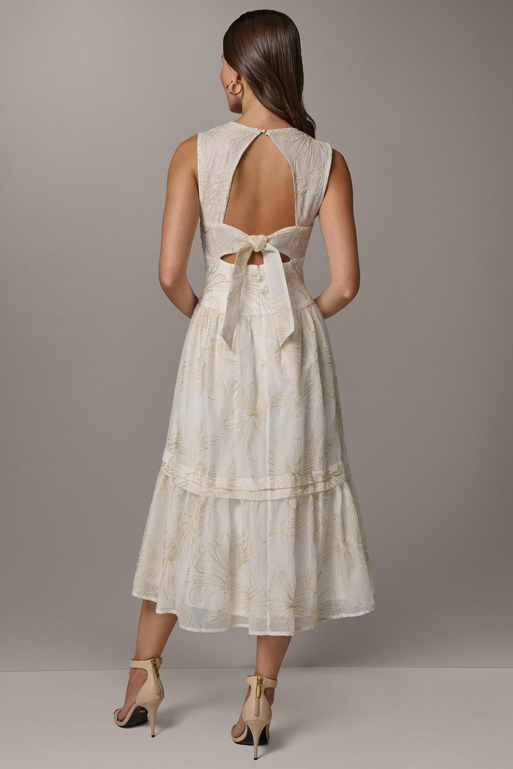 Donna Karan | SLEEVELESS CUTOUT MIDI A-LINE DRESS