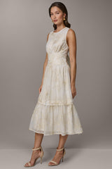 Donna Karan | SLEEVELESS CUTOUT MIDI A-LINE DRESS