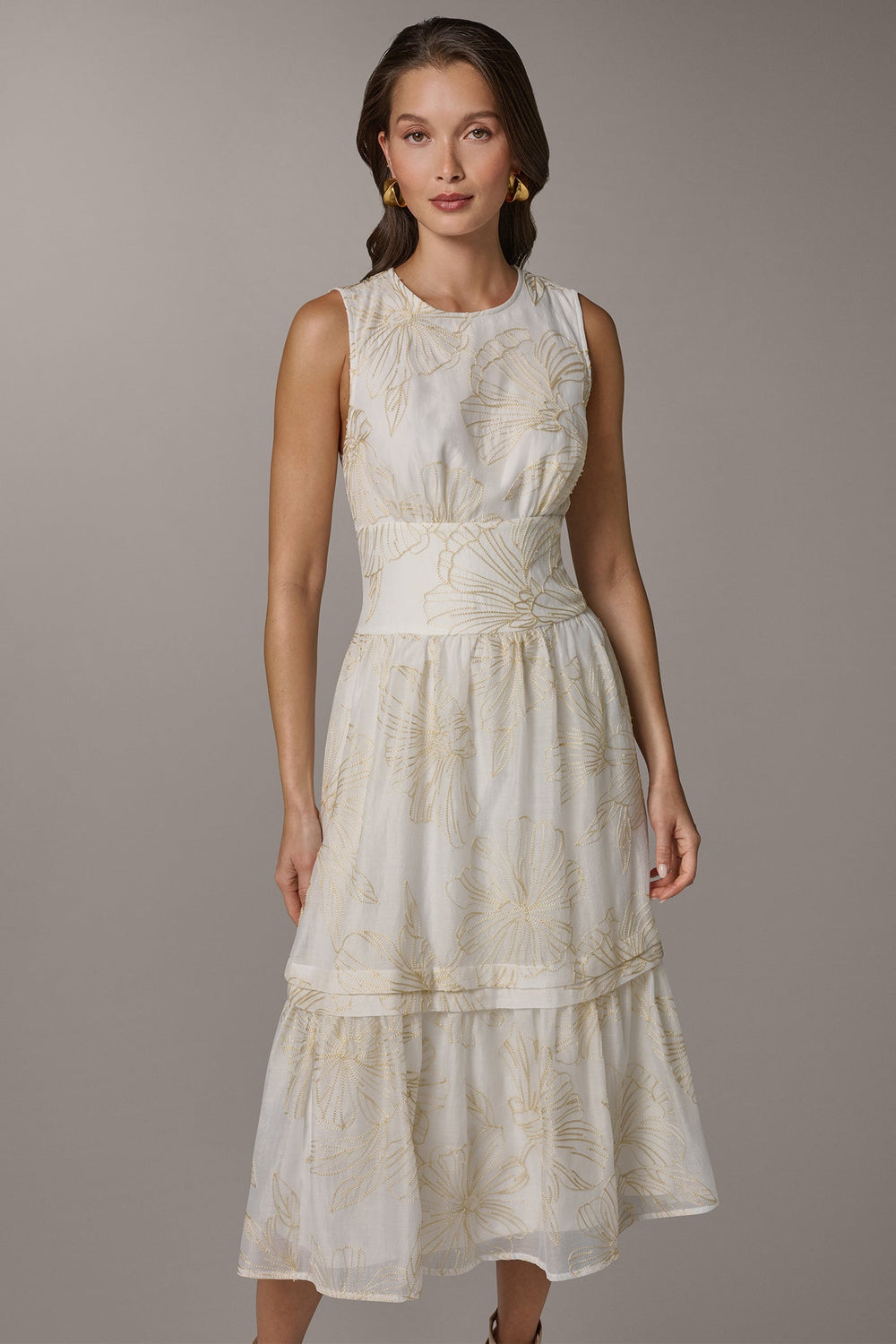 Donna Karan | SLEEVELESS CUTOUT MIDI A-LINE DRESS