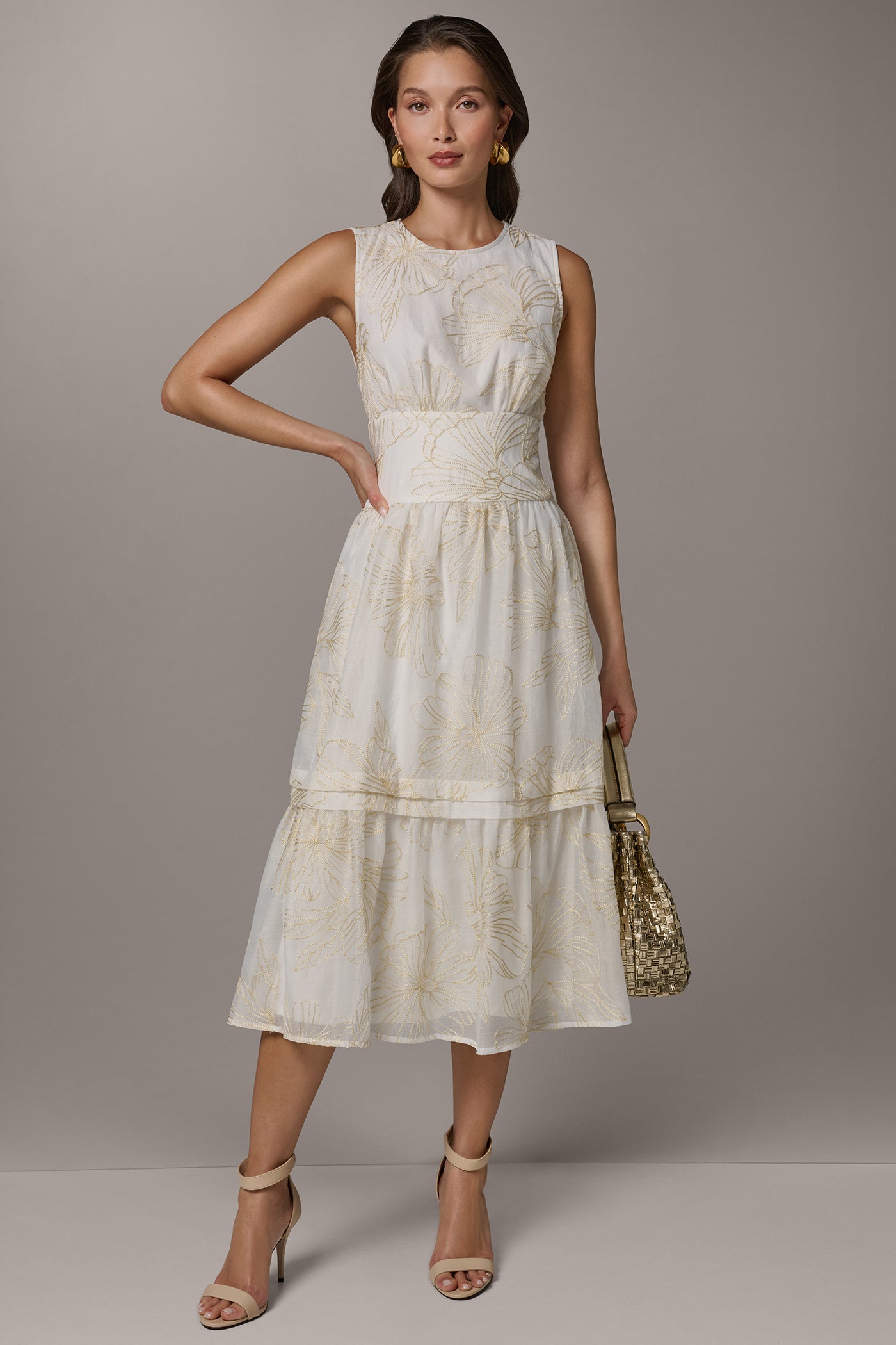 Donna Karan | SLEEVELESS CUTOUT MIDI A-LINE DRESS