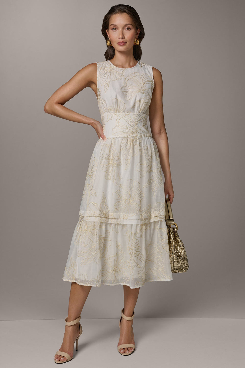 Donna Karan | SLEEVELESS CUTOUT MIDI A-LINE DRESS