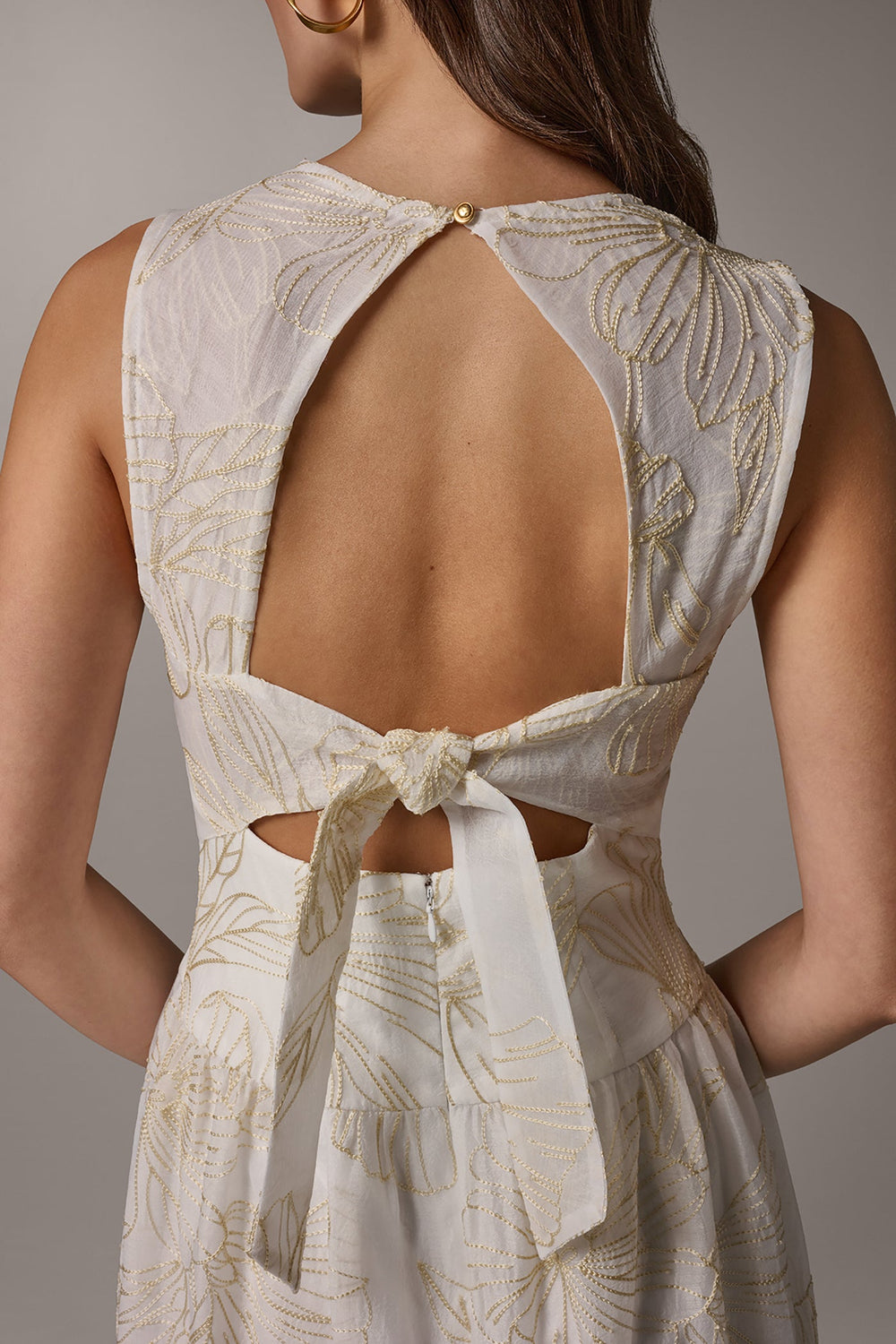 Donna Karan | SLEEVELESS CUTOUT MIDI A-LINE DRESS