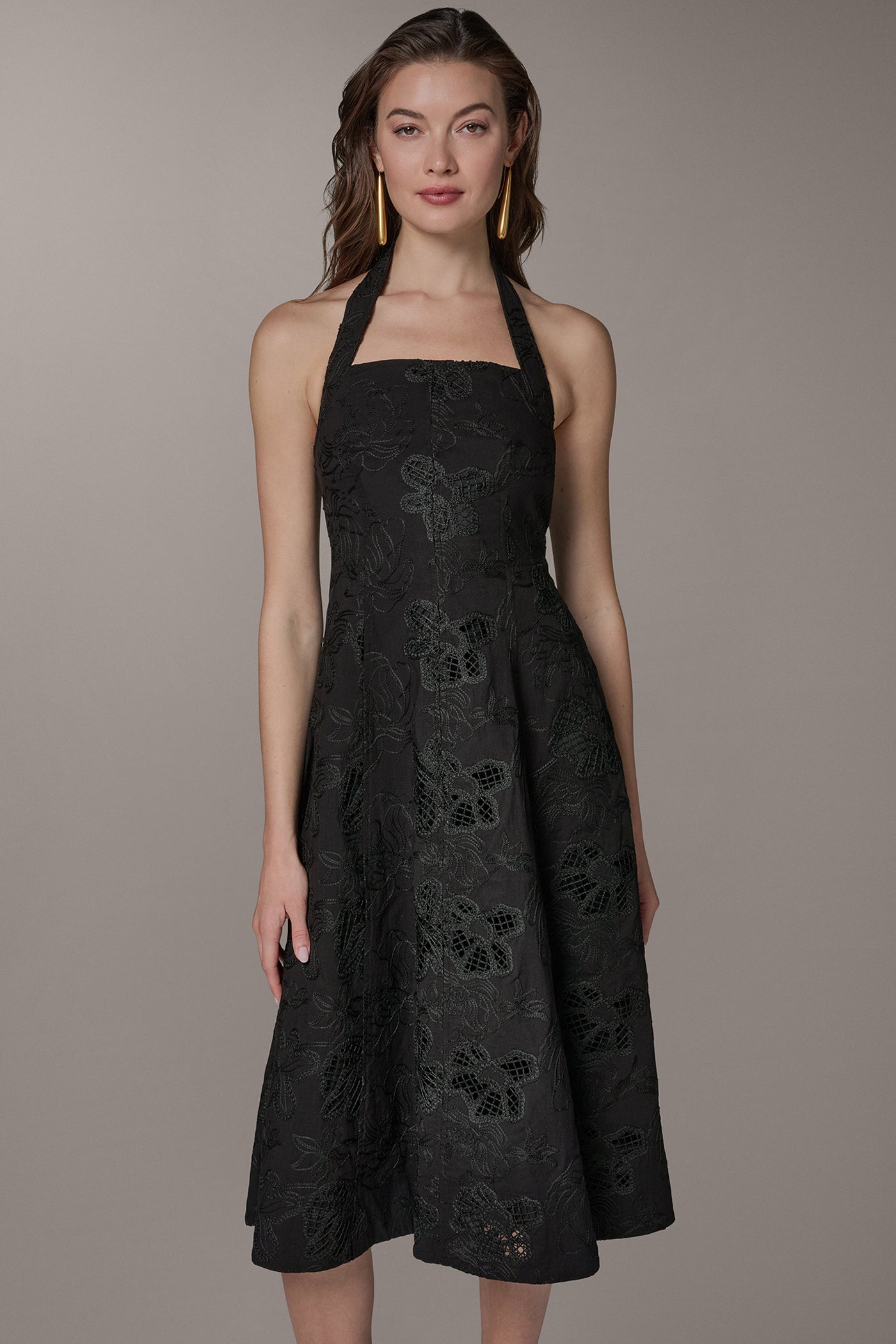 Donna Karan | SLEEVELESS SWEETHEART MIDI HALTER DRESS