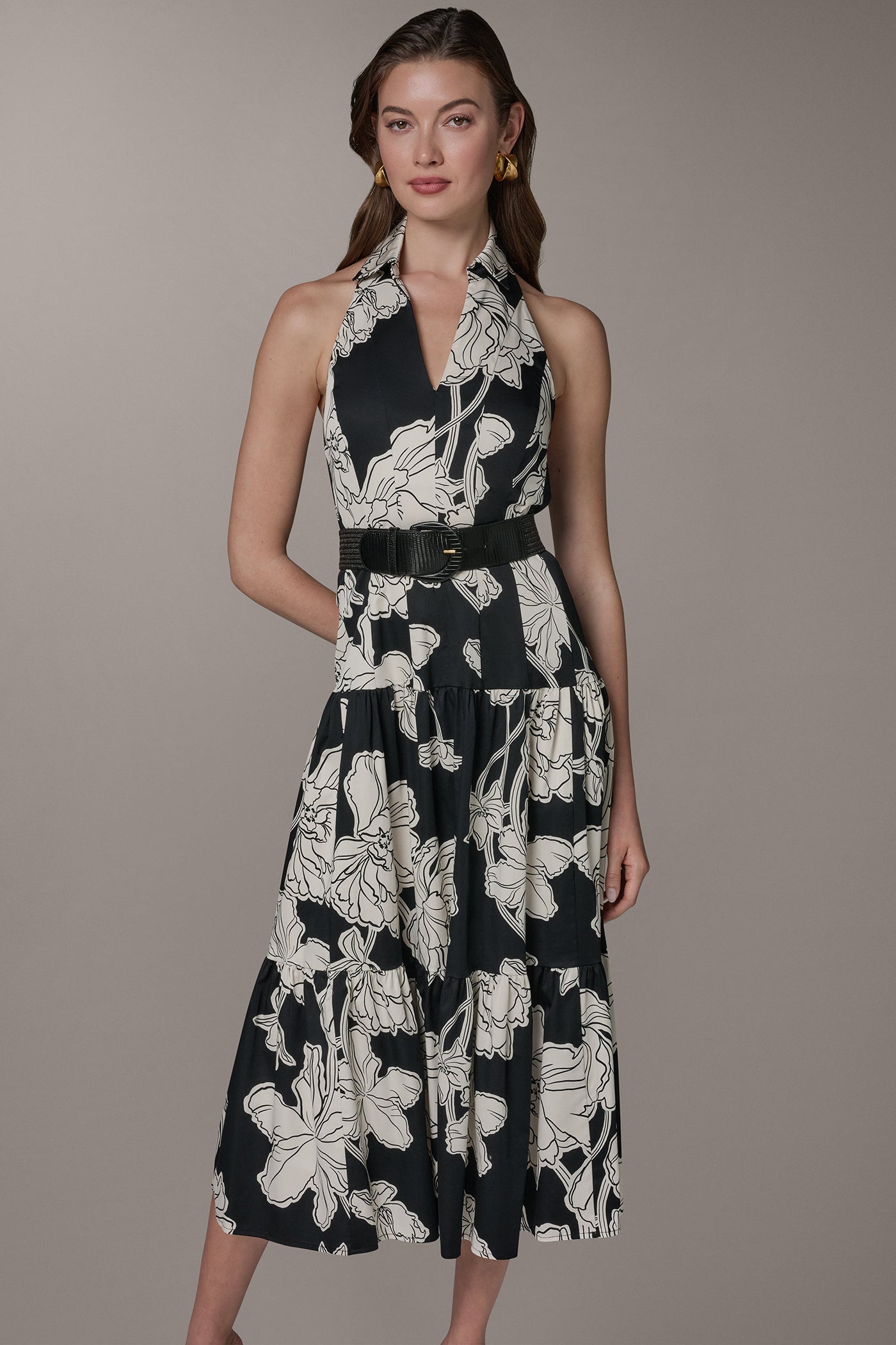 Donna Karan | SLEEVELESS MIDI HALTER SHIRT DRESS