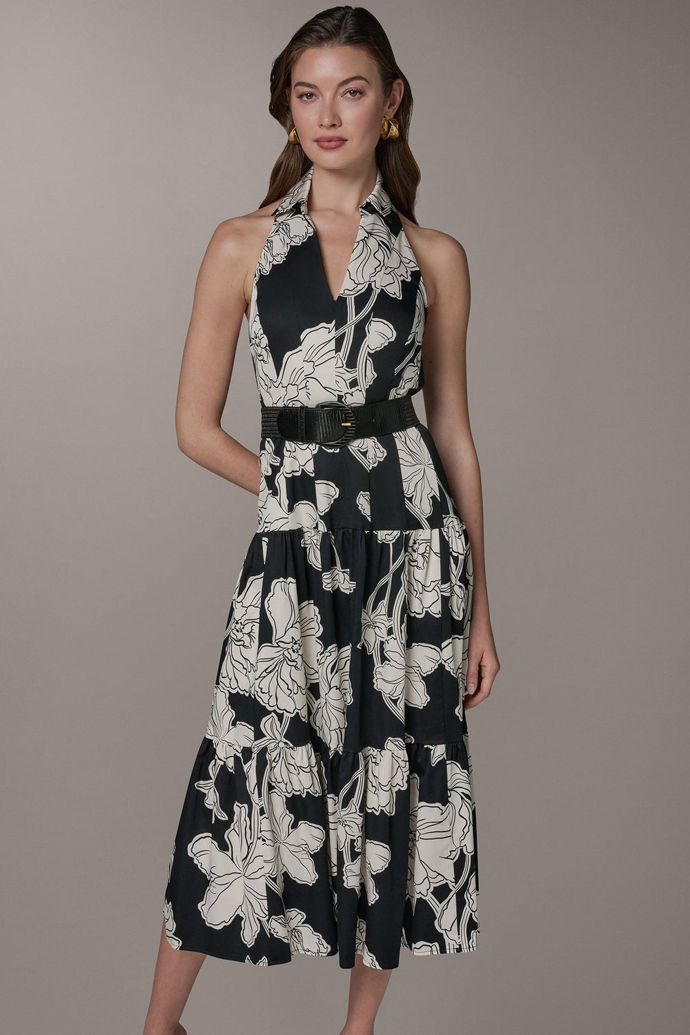 Donna Karan | SLEEVELESS MIDI HALTER SHIRT DRESS