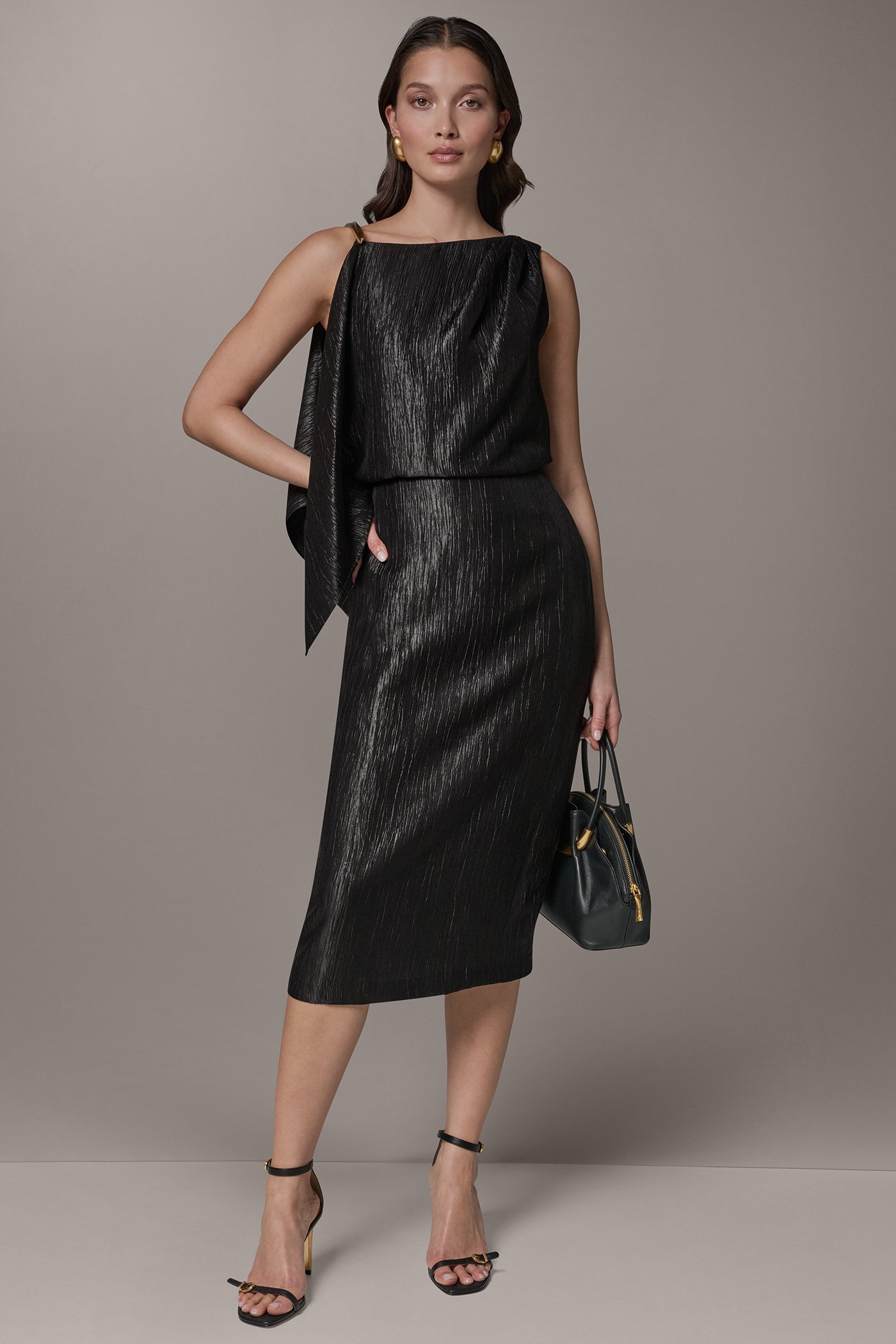 Donna Karan | SLEEVELESS ASYMMETRIC MIDI DRESS