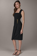 Donna Karan | SLEEVELESS WRAP-EFFECT MIDI DRESS
