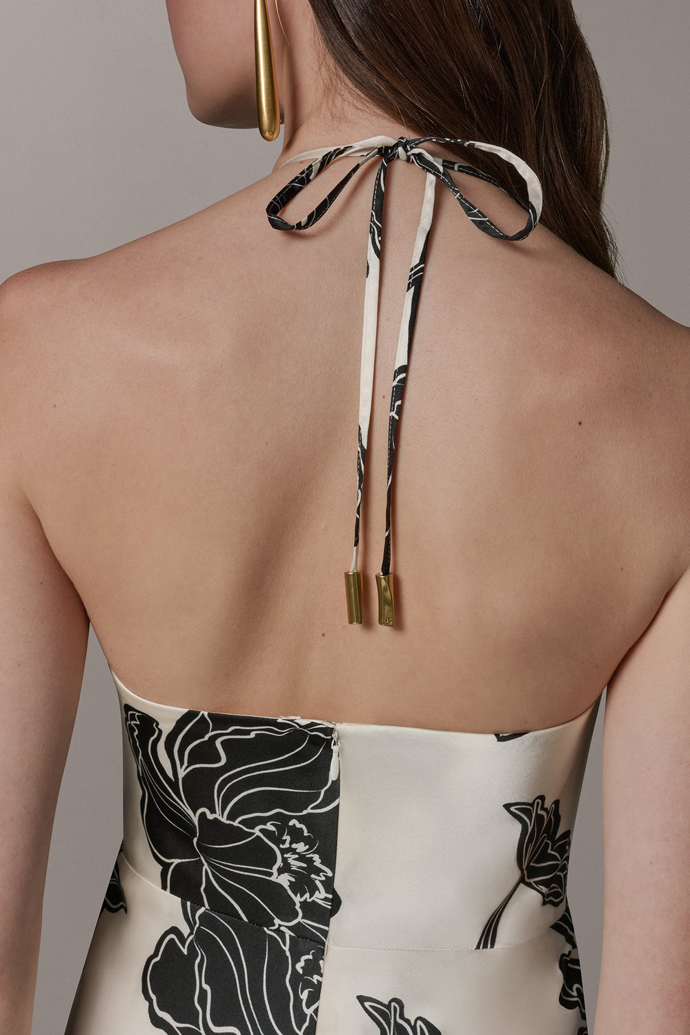 Donna Karan | SLEEVELESS FLORAL MIDI HALTER DRESS