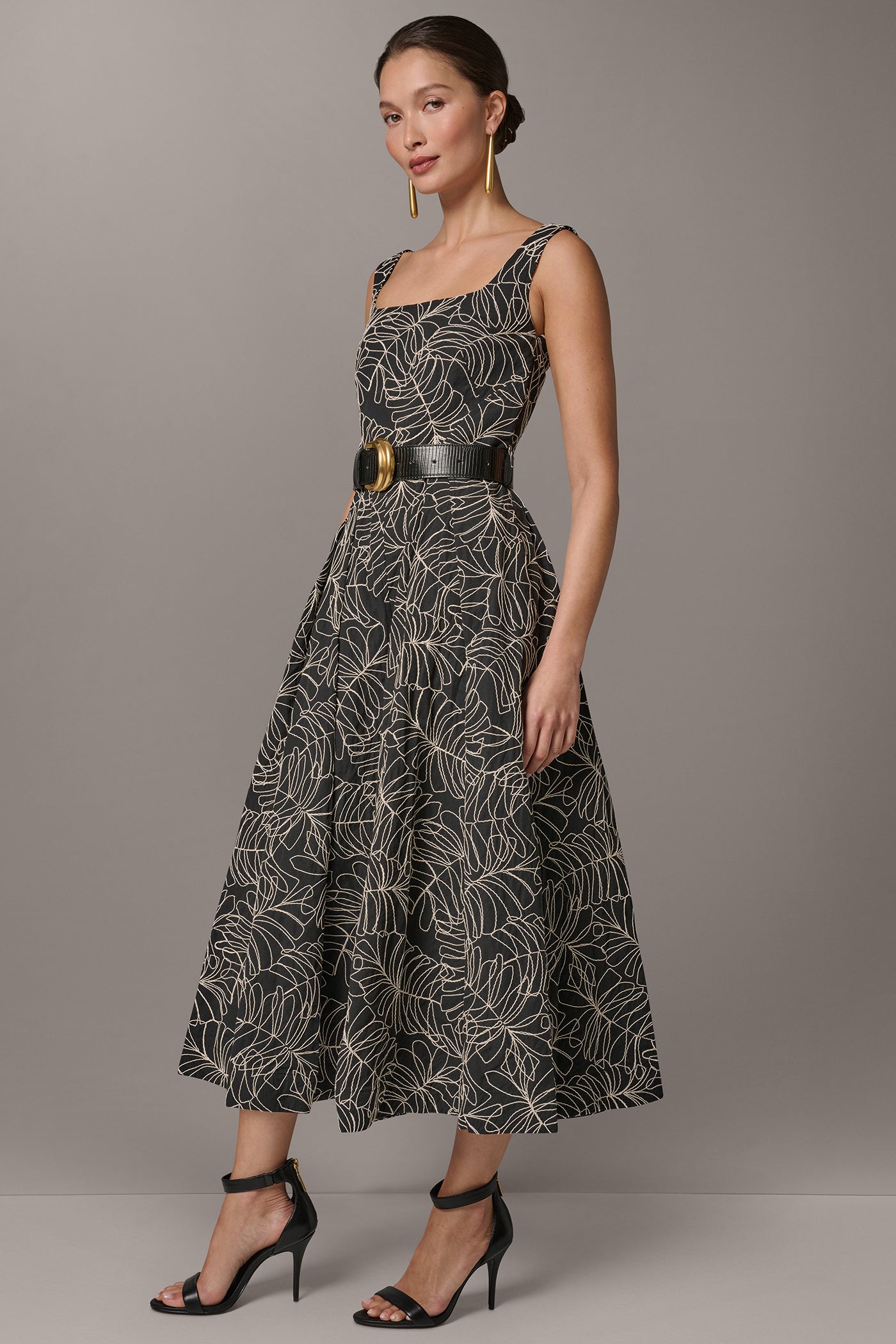 Donna Karan | SLEEVELESS PLEATED MIDI A-LINE DRESS