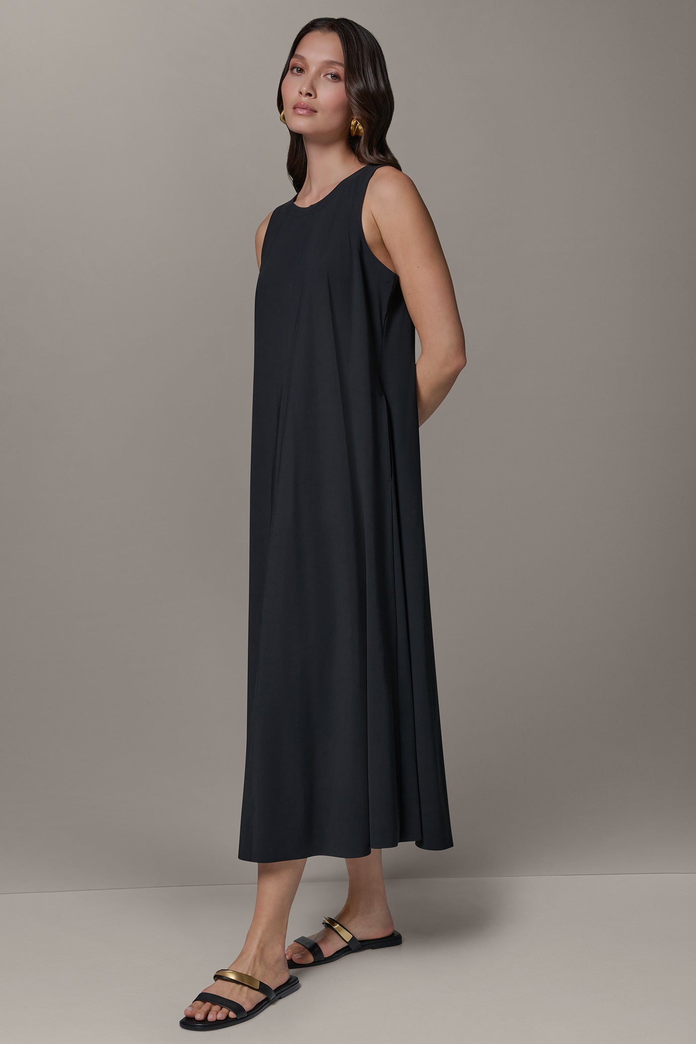 Donna Karan | SLEEVELESS MIDI TRAPEZE DRESS
