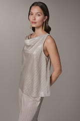 Donna Karan | SLEEVELESS METALLIC PINSTRIPE TOP