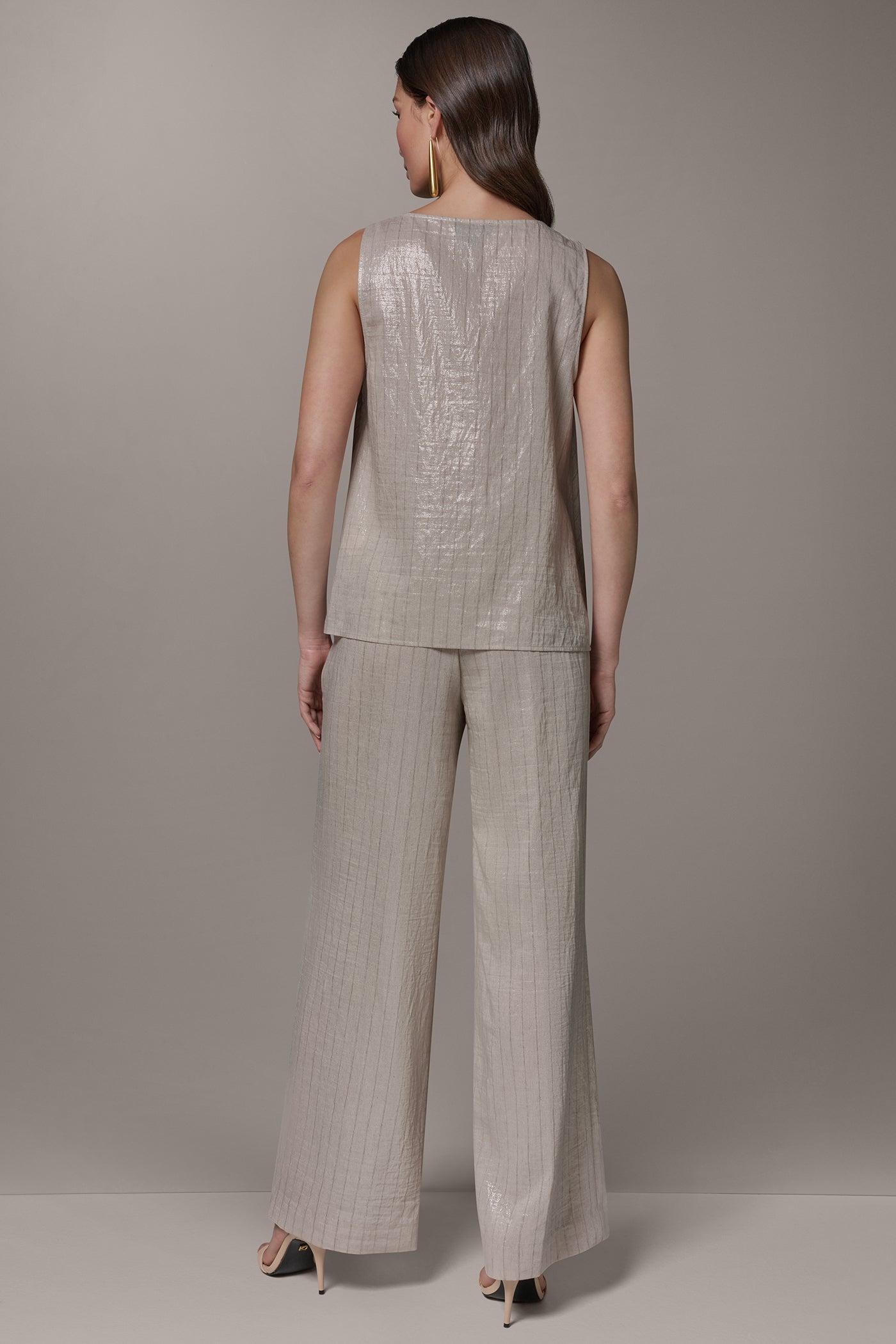 Donna Karan | SLEEVELESS METALLIC PINSTRIPE TOP