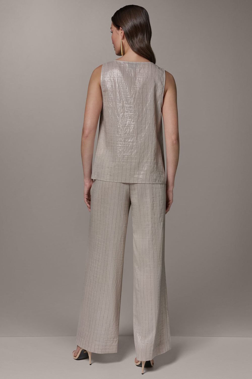 Donna Karan | SLEEVELESS METALLIC PINSTRIPE TOP