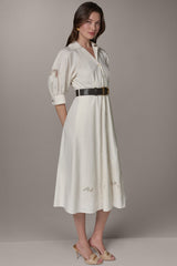 Donna Karan | PUFF SLEEVE MIDI SHIRT DRESS