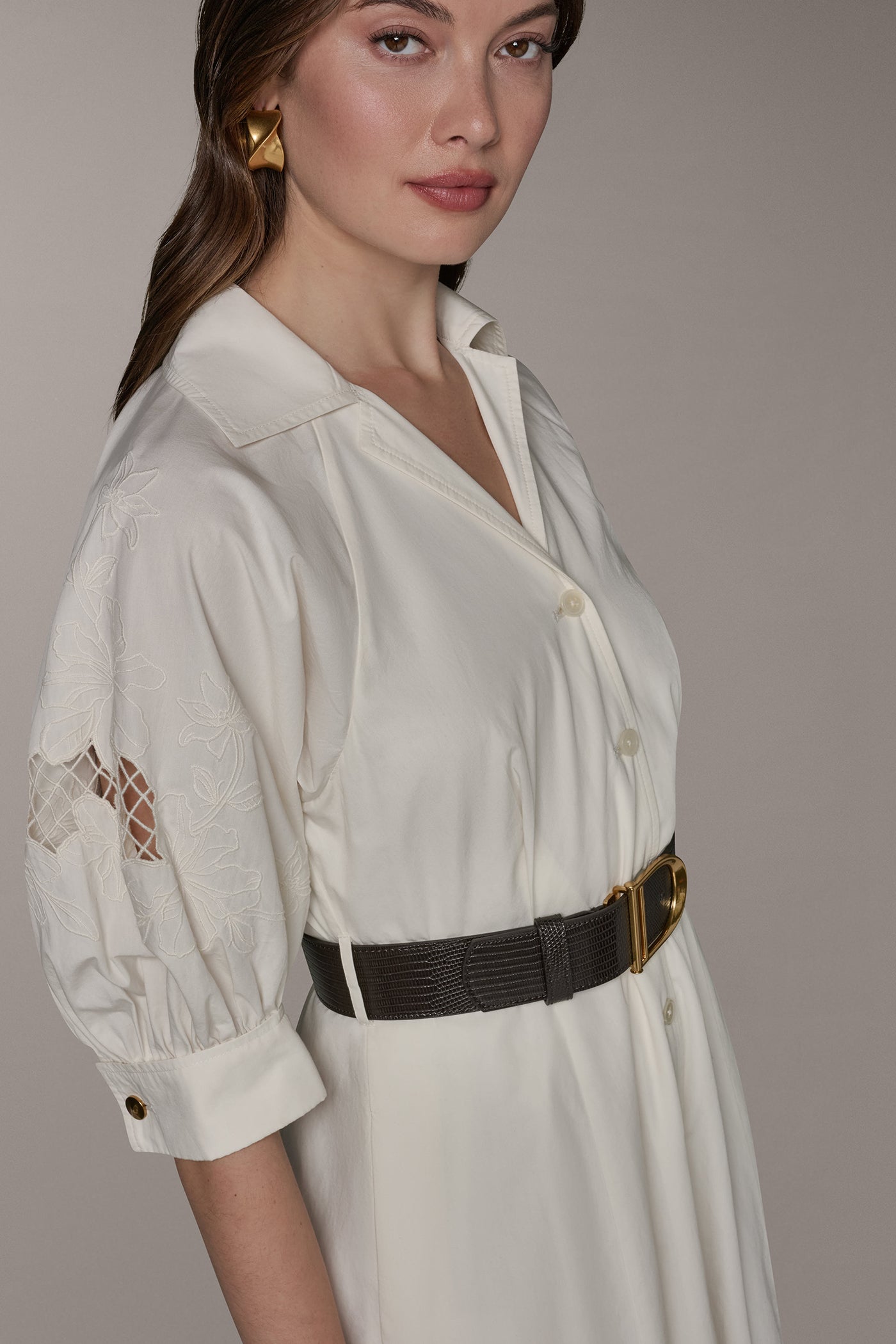 Donna Karan | PUFF SLEEVE MIDI SHIRT DRESS