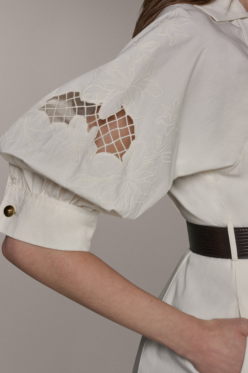 Donna Karan | PUFF SLEEVE MIDI SHIRT DRESS