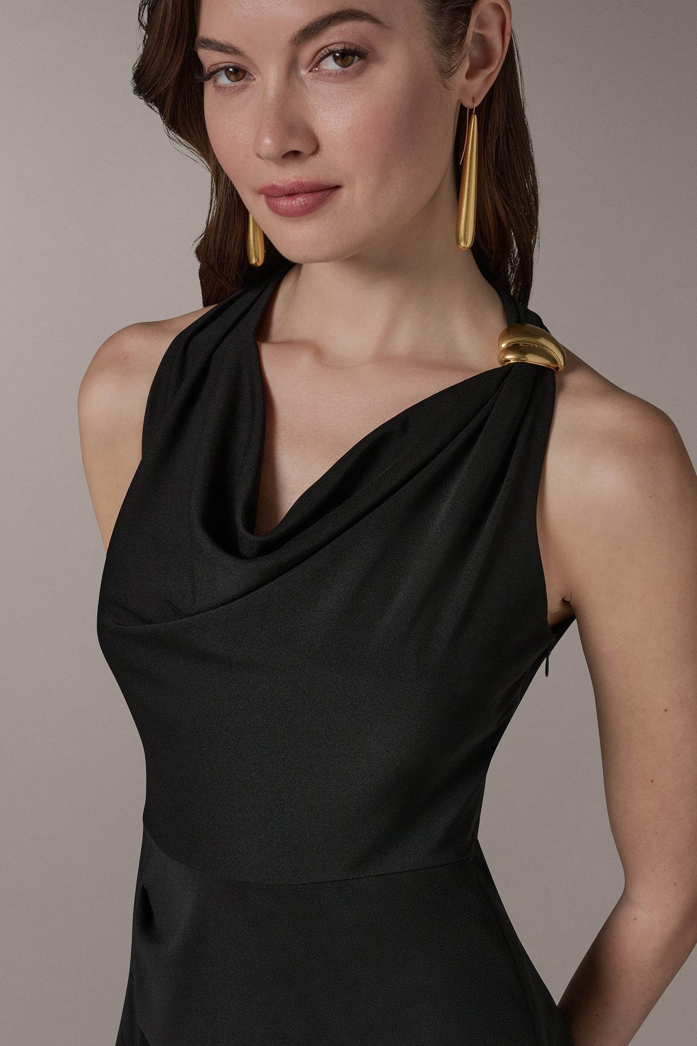 Donna Karan | SLEEVELESS MIDI HALTER DRESS