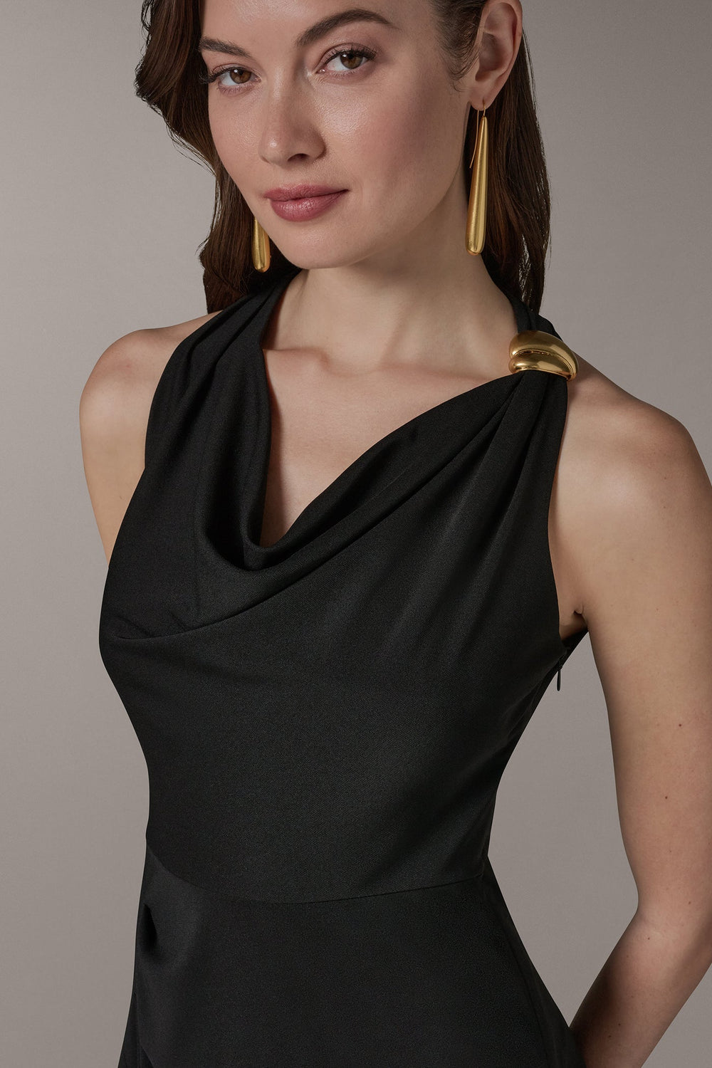 Donna Karan | SLEEVELESS MIDI HALTER DRESS