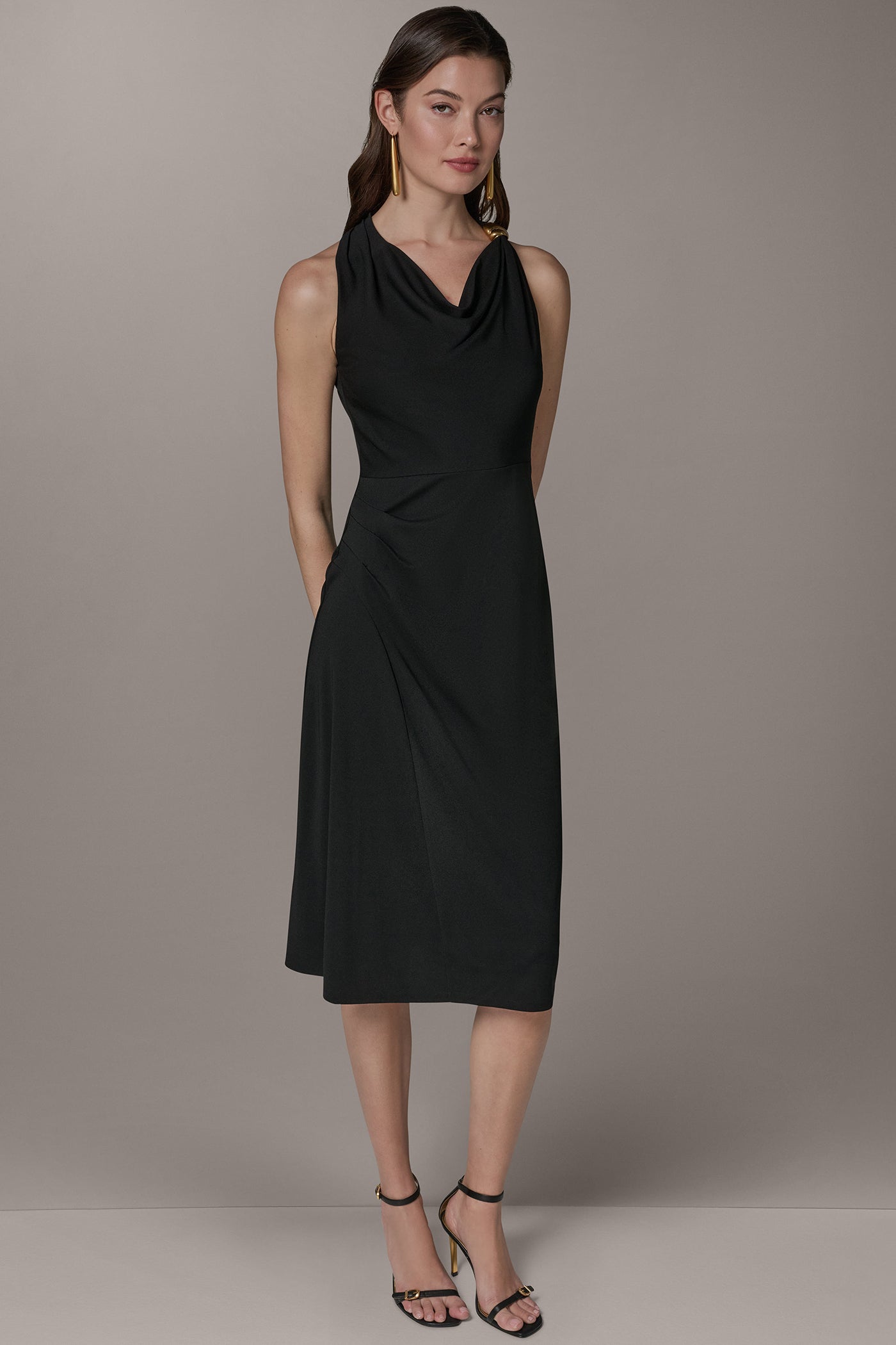 Donna Karan | SLEEVELESS MIDI HALTER DRESS