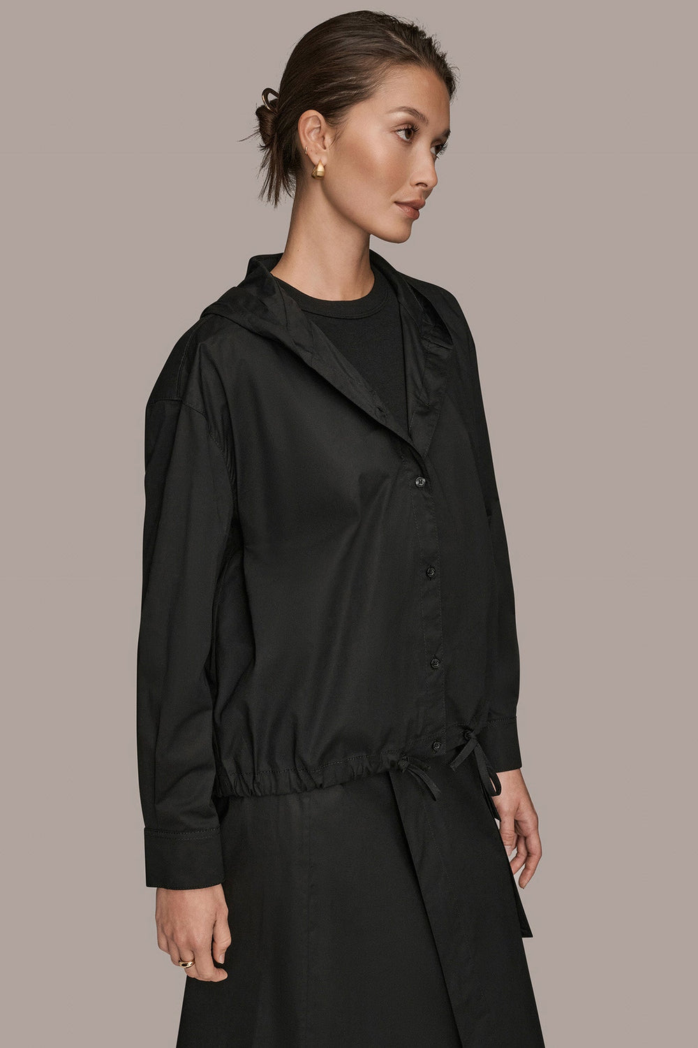 Donna Karan | HOODED BUTTON-DOWN SHIRT