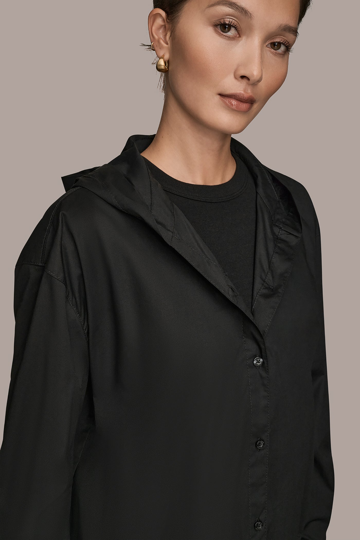 Donna Karan | HOODED BUTTON-DOWN SHIRT