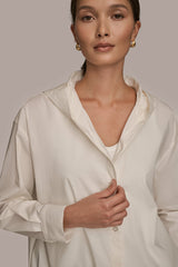Donna Karan | HOODED BUTTON-DOWN SHIRT
