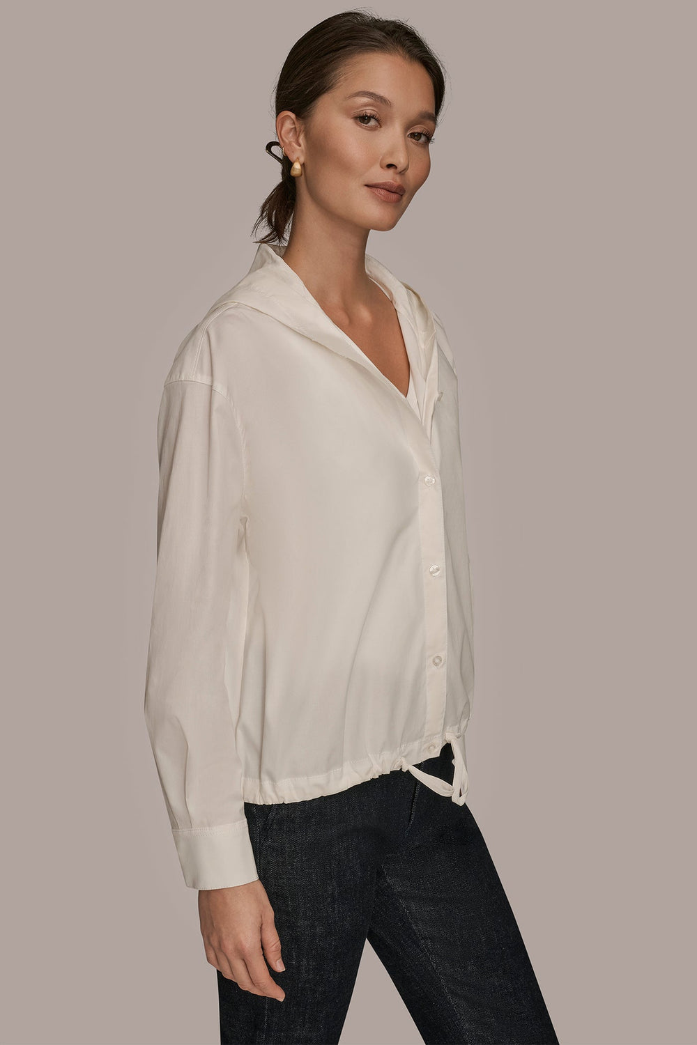 Donna Karan | HOODED BUTTON-DOWN SHIRT