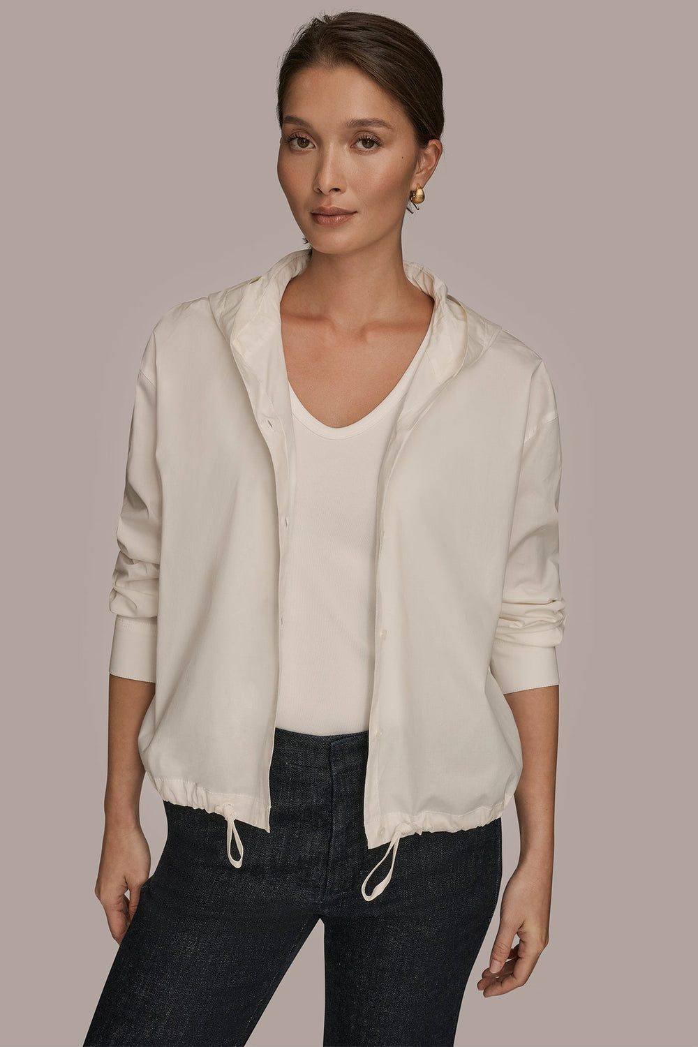 Donna Karan | HOODED BUTTON-DOWN SHIRT