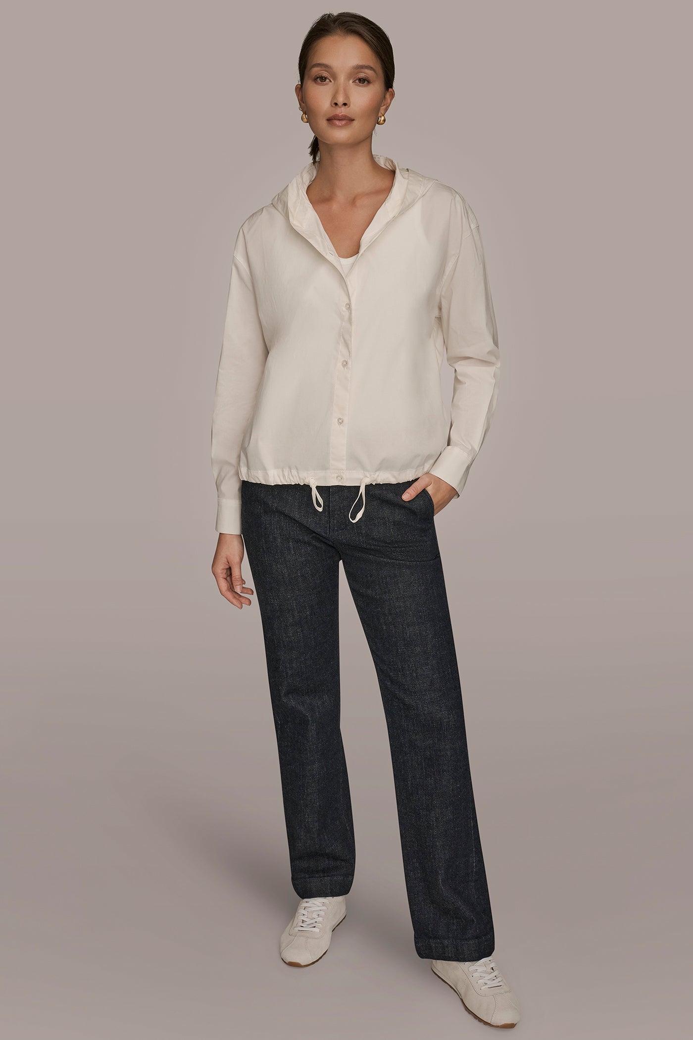 Donna Karan | HOODED BUTTON-DOWN SHIRT